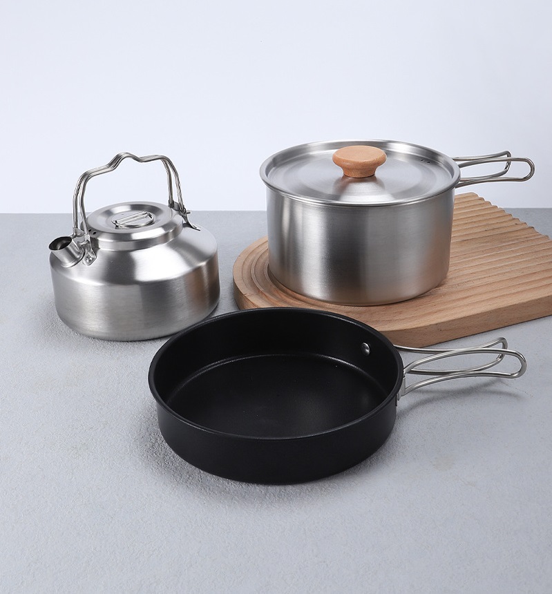 Ultralight Stainless Steel Outdoor Camping Cookware Sets KASSICO